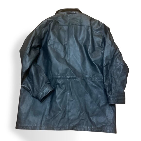 Beverly Hills Coat Factory XXXXLBlack Leather Jacket Multiple Pockets Snap Cuffs - Picture 9 of 9